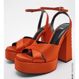 ZARA PLATFORM - ORANGE - WORN ONCE